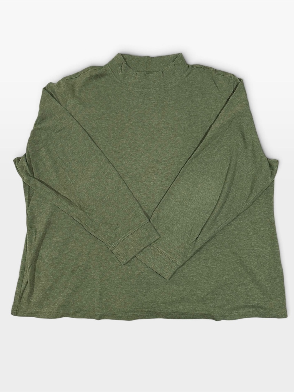 L.L. Bean Women's Interlock Mock-Turtleneck Shirt Olive Green Heather Size 2X Re